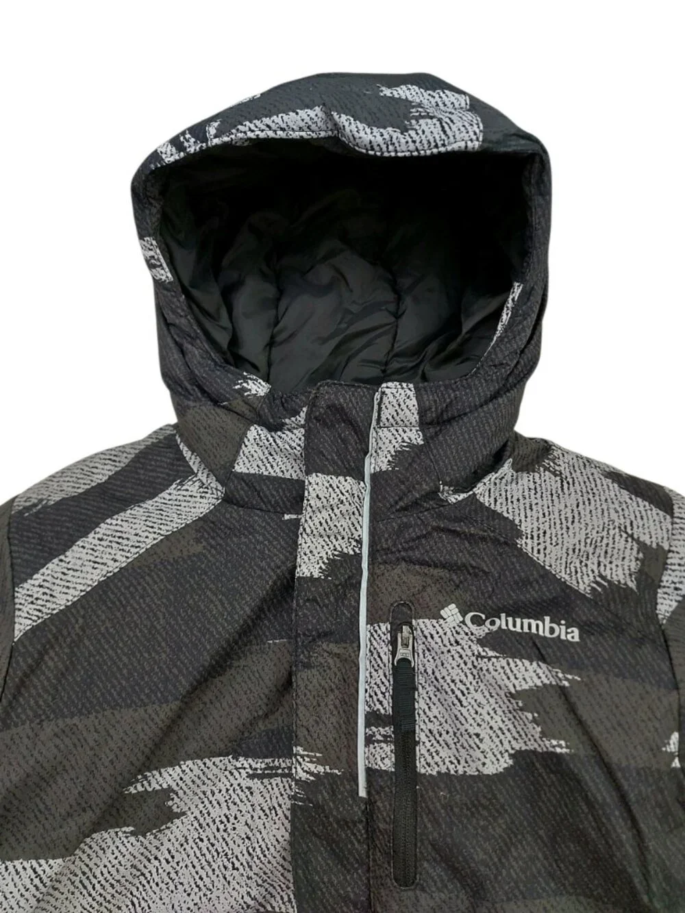 Columbia Jacket Kids XS 6/7 Gray Camo Insulated Full Zip Warm Outdoor Travel